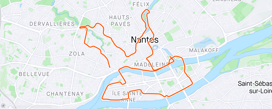 Map of the activity, Semi-marathon de Nantes : 1h20 ÉCHEC ❌ ! Explosion en plein vol ! 🦅