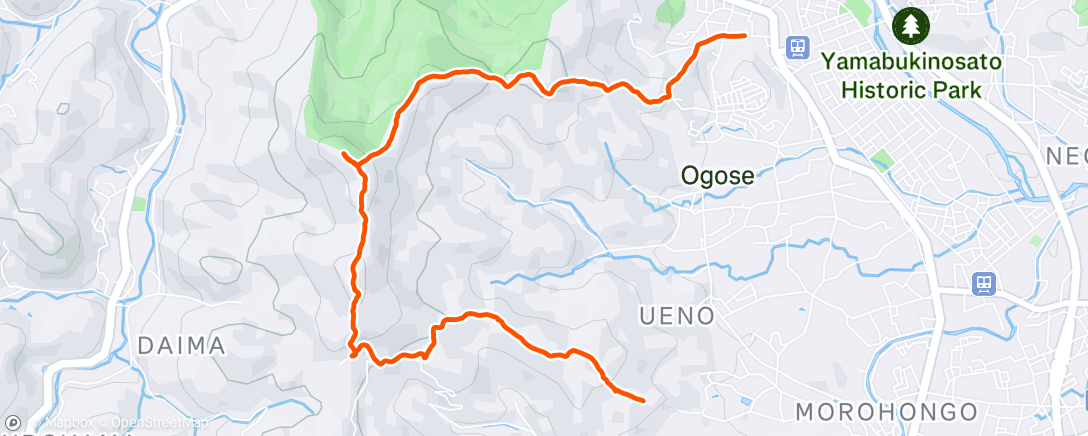 Map of the activity, 越生ホームコーストレイルランニング