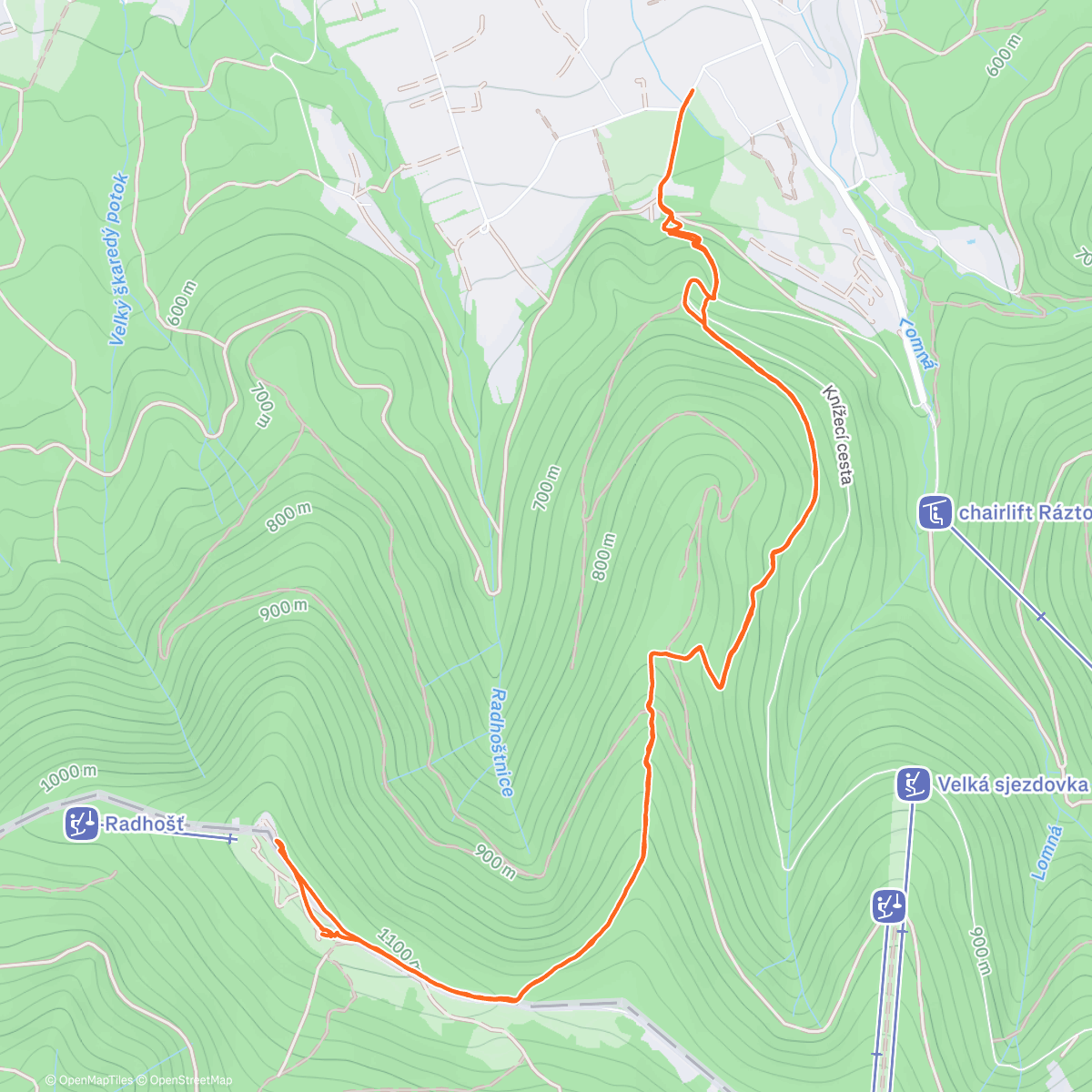 Map of the activity, Radhošť ,trochu změny se ségrou