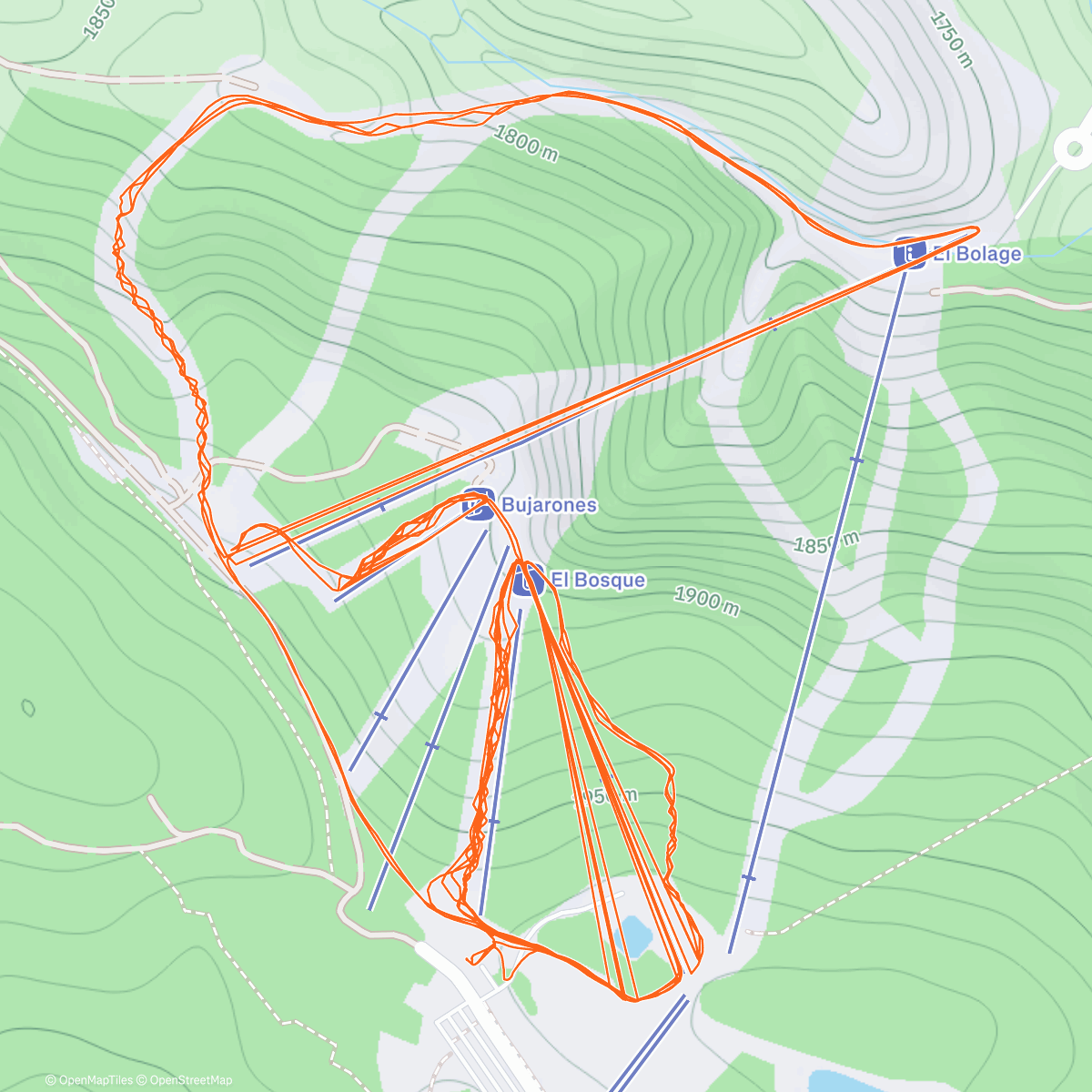 Map of the activity, Esquí alpino a la hora del almuerzo