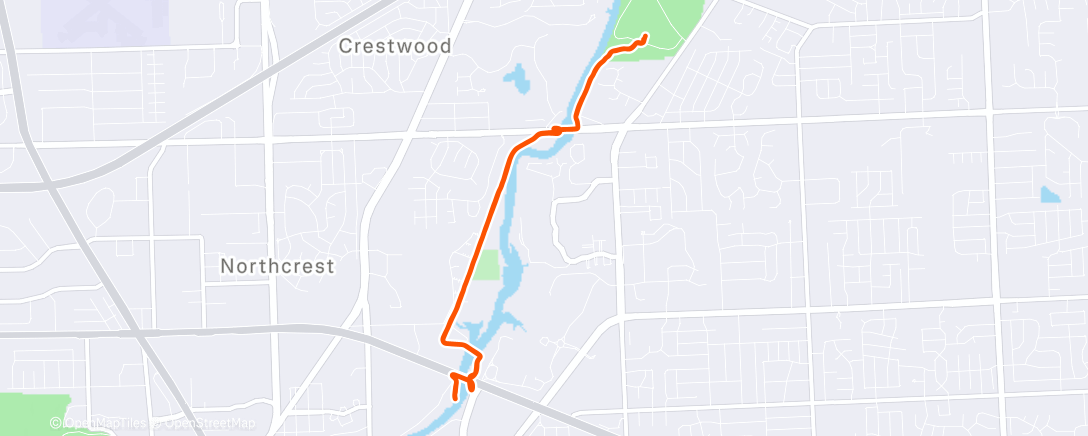Map of the activity, Afternoon Run