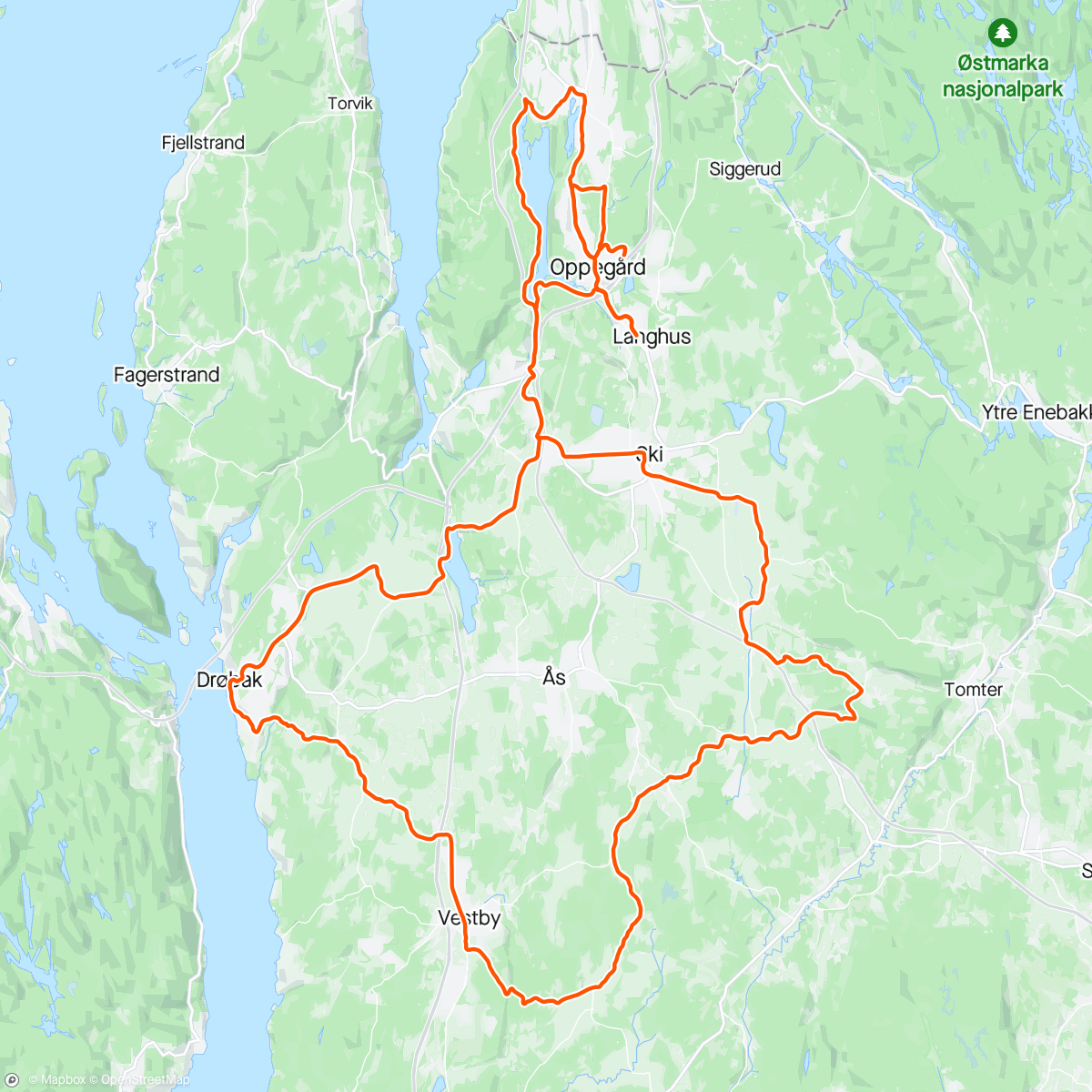 Map of the activity, Kosetur med Carl Fredrik inkl. 20min fatmax på hjul 🚴🏼‍♂️🚴🏾