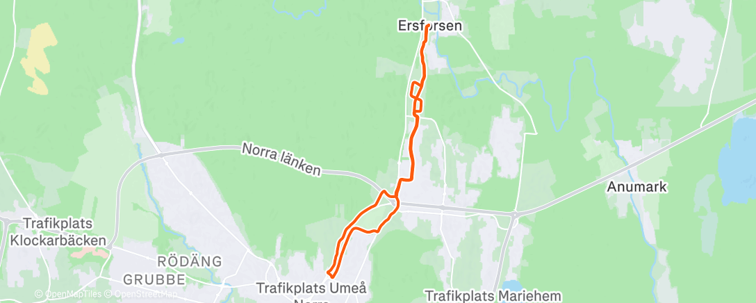 Map of the activity, Afternoon Run