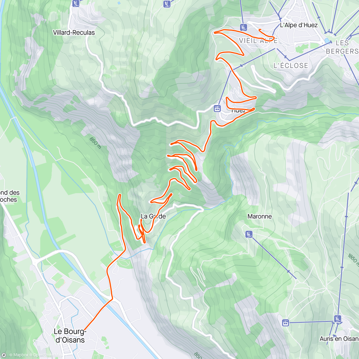 活动地图，ROUVY - Alpe d'Huez | France
