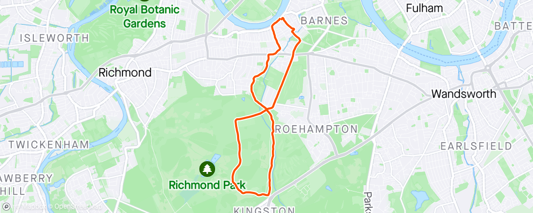 Map of the activity, Richmond Park run