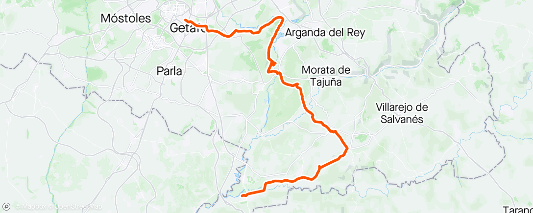Map of the activity, Getafe - Chinchón - Aranjuez con Lorenzo y Eolo.