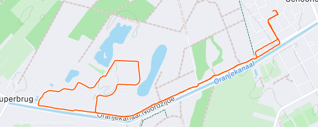 Map of the activity, Middagloop