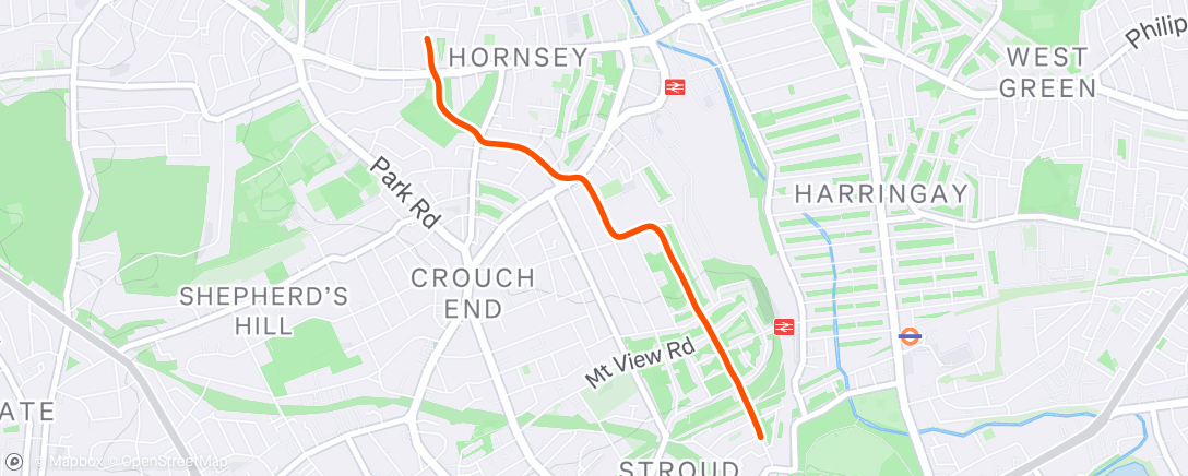 Map of the activity, Evening Run