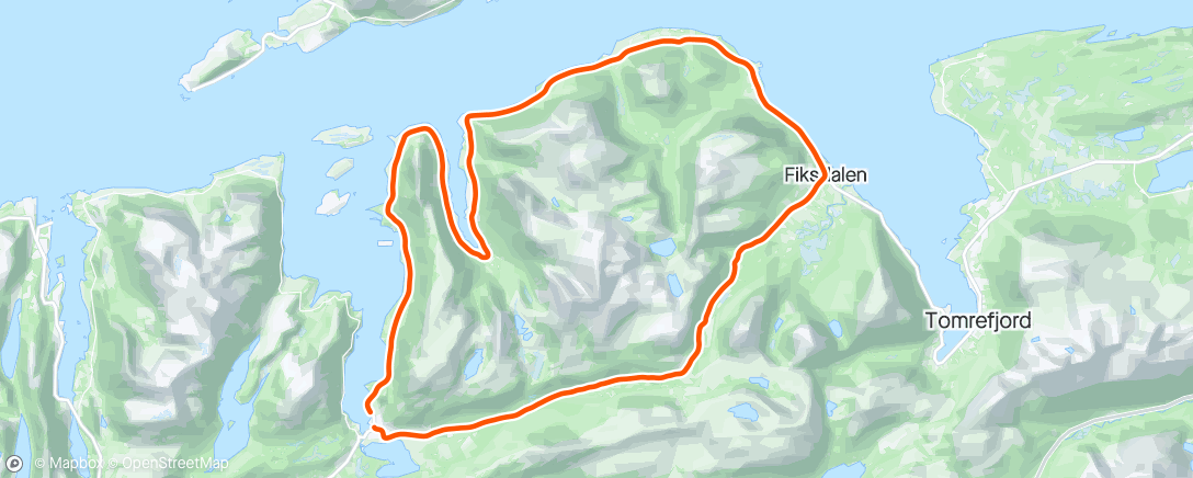 Kaart van de activiteit “Kosetur Vatne - Fiksdal - Vatne 😁 en tur med opp og ned hele veien. syklet Fiksdal og opp til toppen av Nakkedalen  som er 7km med opp til 13% stigning , 10 min raskere i dag en i fjor 😁 hjelper å sitte på rulla om vinteren 😁”