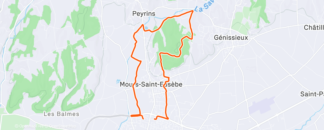 Map of the activity, Course à pied le matin