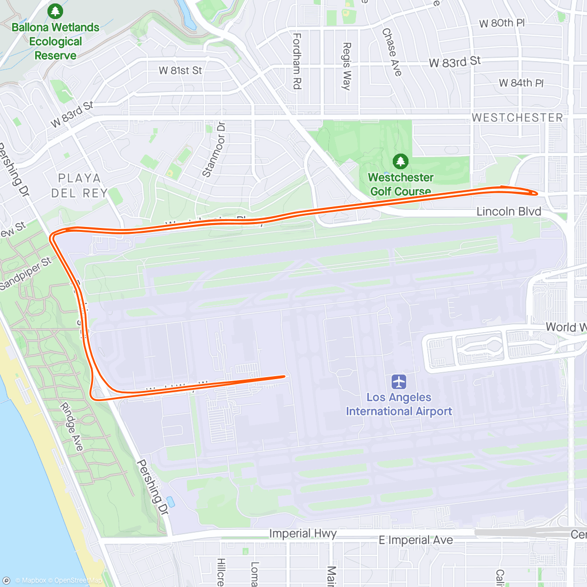 Map of the activity, Westchester Parkway ride