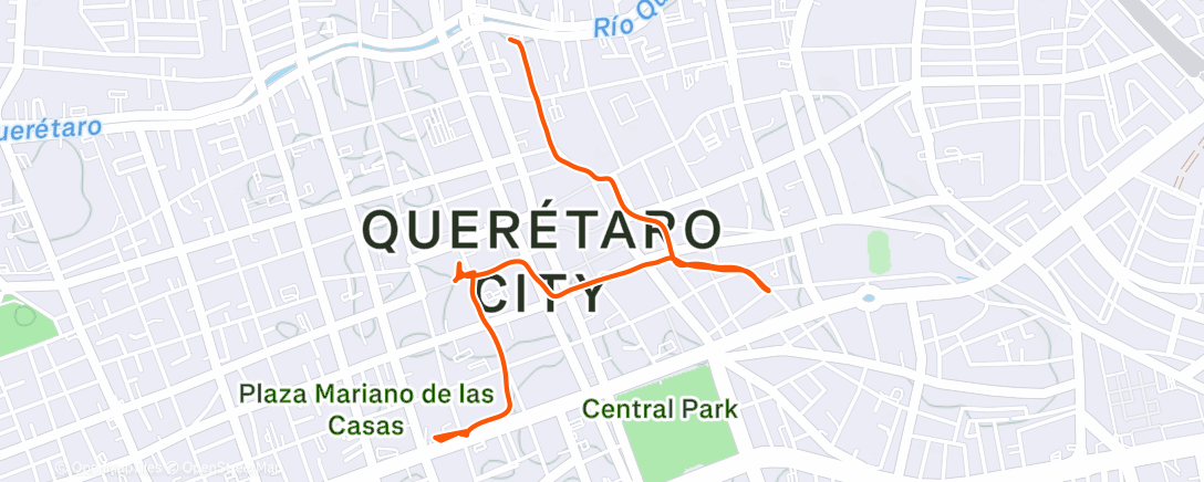 Map of the activity, Paseo centro, lunes, pie