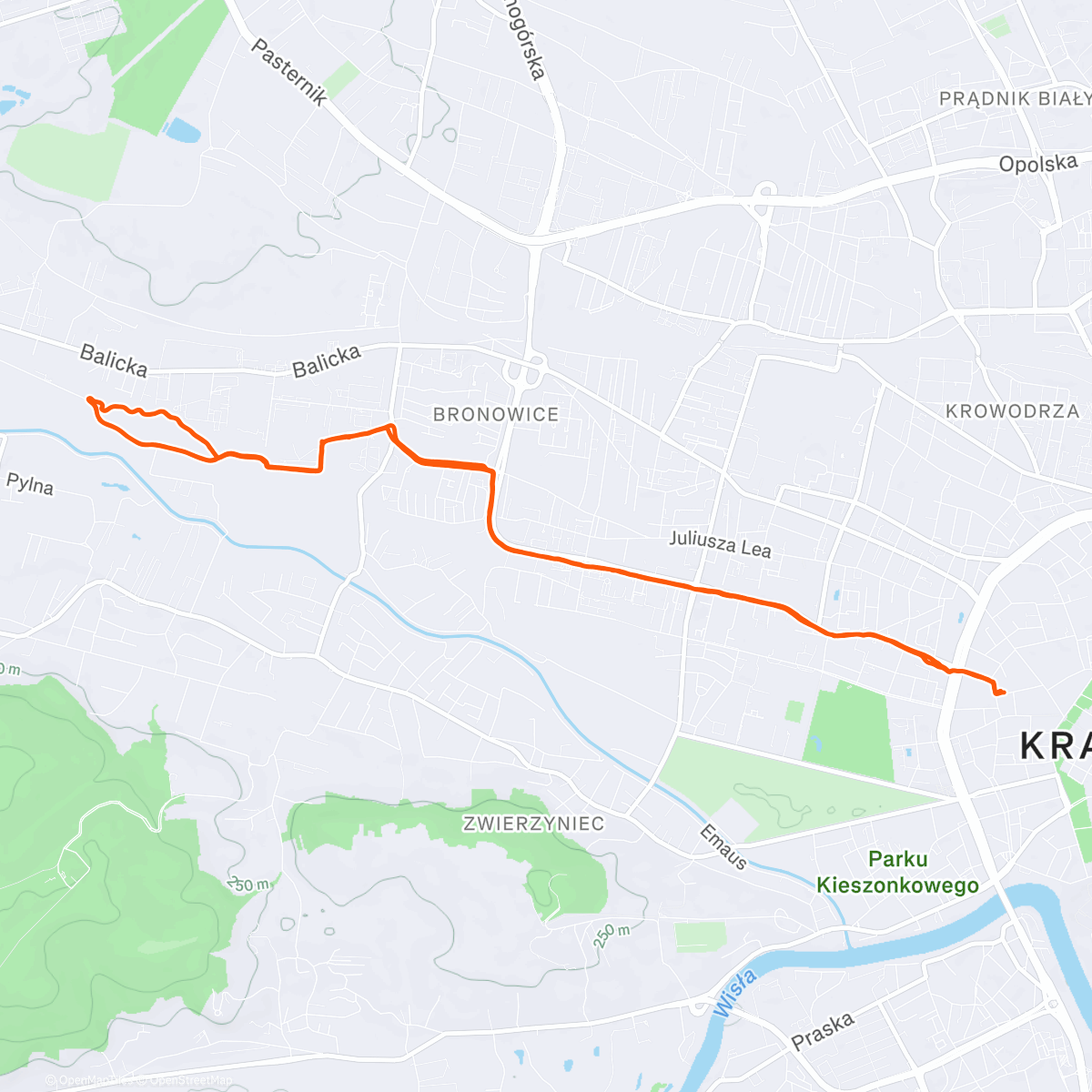 Map of the activity, parkrun Młynówka Królewska 🥇