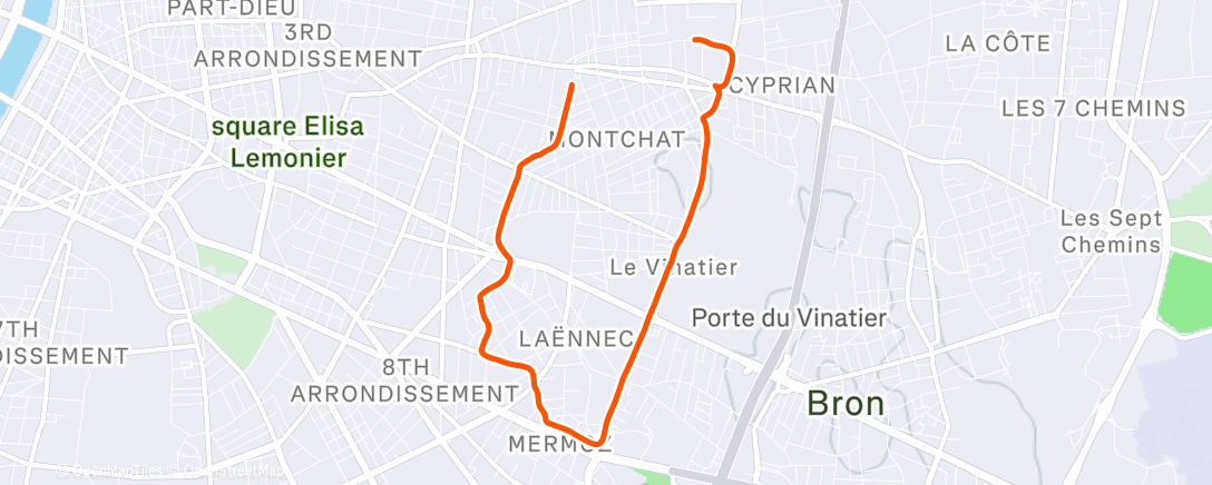 Карта физической активности (Course à pied le midi)