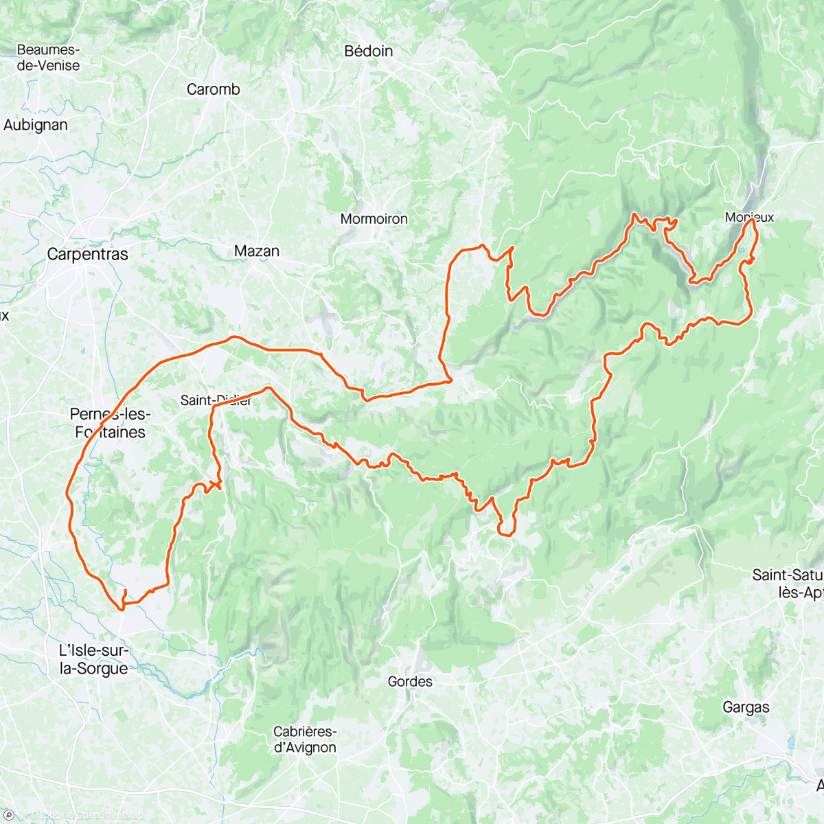 Mapa de la actividad (Col de Murs - Gorges de la Nesque)