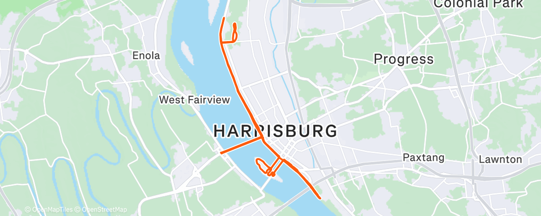 Map of the activity, Harrisburg Half Marathon
