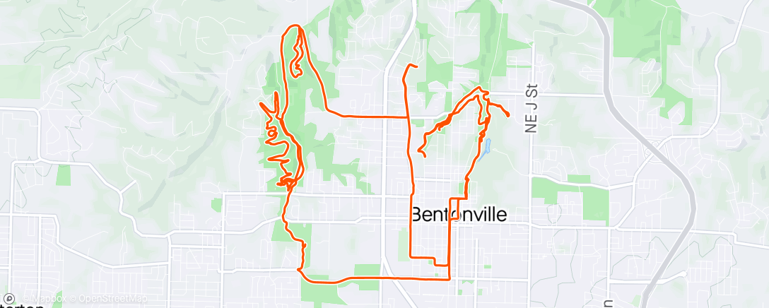 Map of the activity, Riding around Bentonville