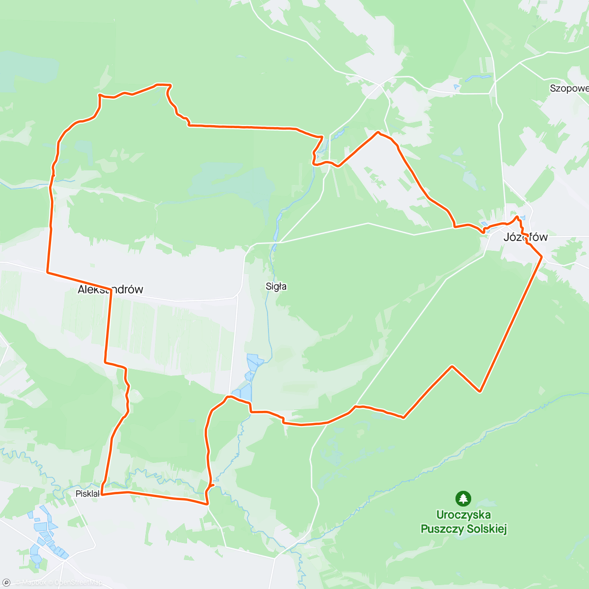 Map of the activity, ☀️ Morning Mountain Bike Ride Józefowska Majówka Rowerowa ha Roztoczu 🚵‍♂️🚵‍♀️🚵🏞☀️