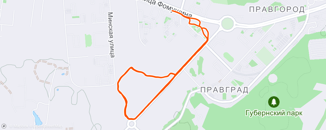 Map of the activity, Evening Run