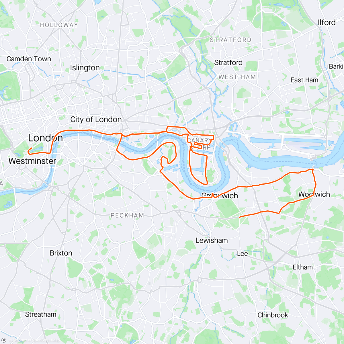 アクティビティ「TCS London Marathon」の地図