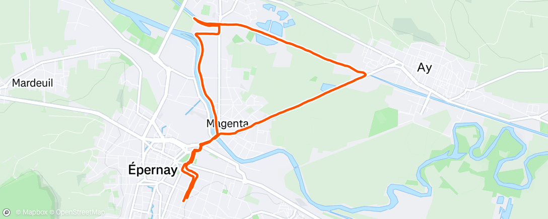 Map of the activity, Course à pied du midi