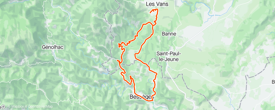 Map of the activity, Les Cévennes Jour #4 - régénératif selon le plan