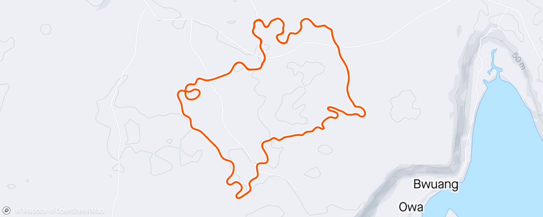 Map of the activity, Zwift - 45 Minute Zone 2-3 Ride with 60 sec Sprints in Makuri Islands
