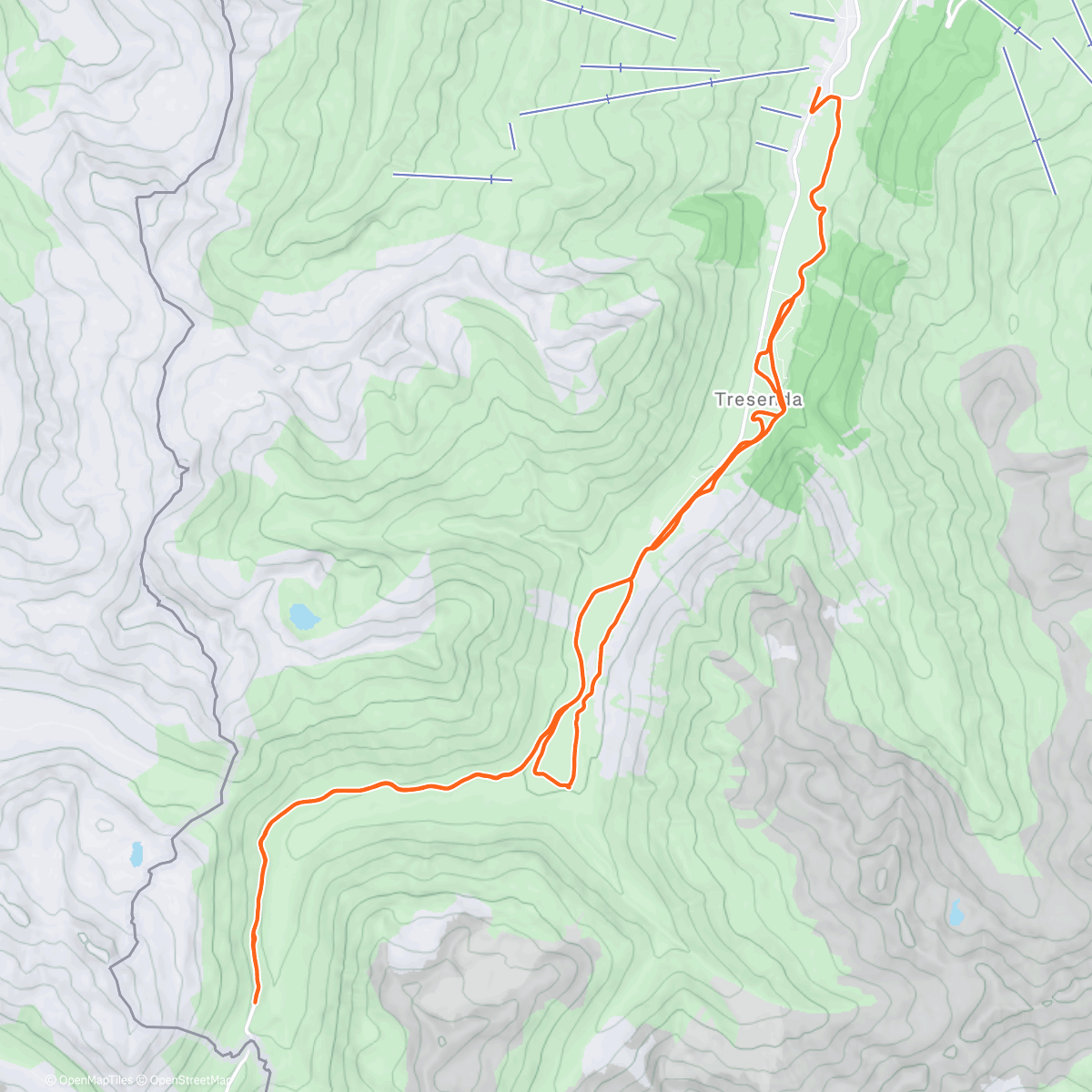 Map of the activity, Pass im Schnee