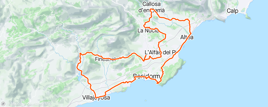 Map of the activity, Altea - Villajoyosa - Benidorm