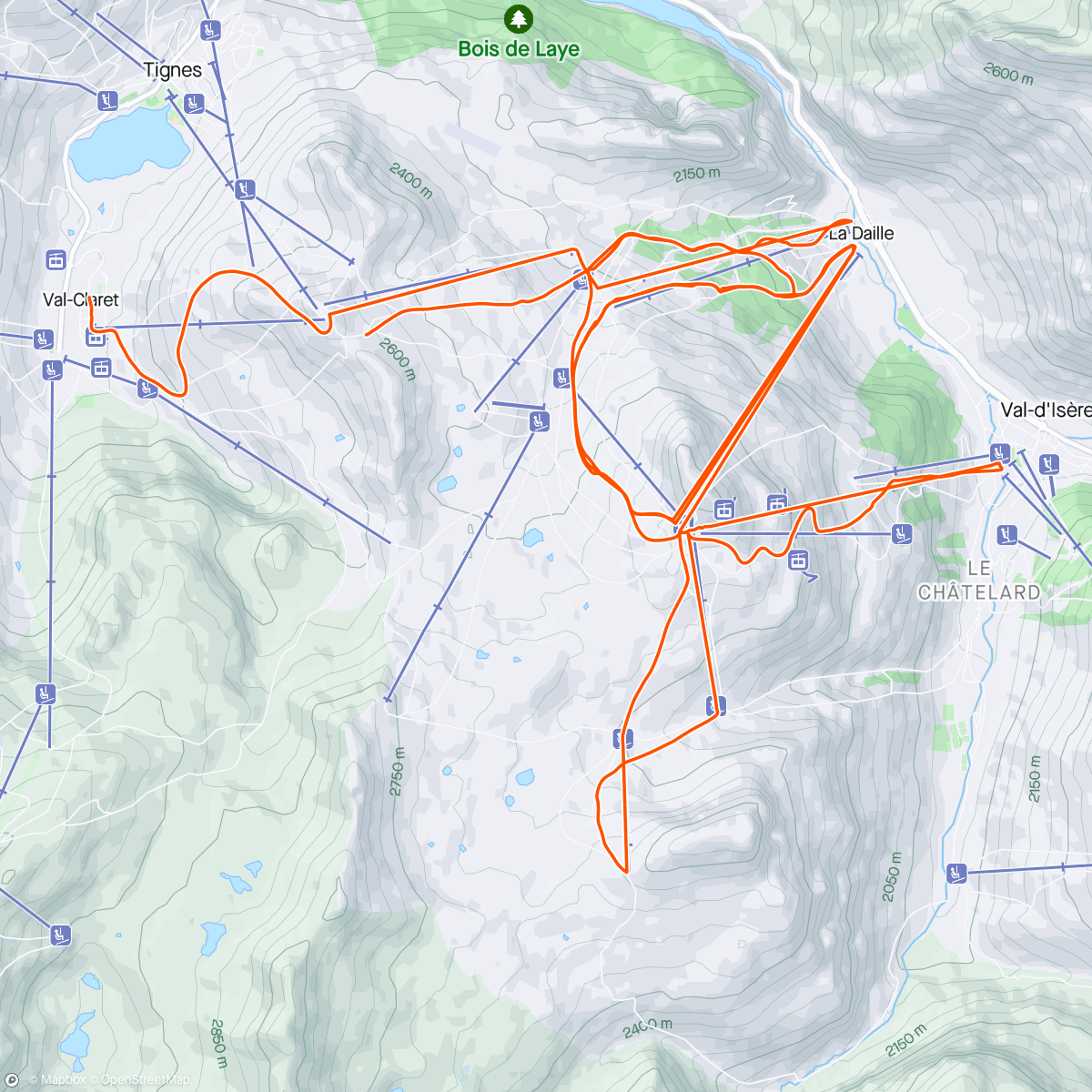 Mapa de la actividad, Snowboard le matin