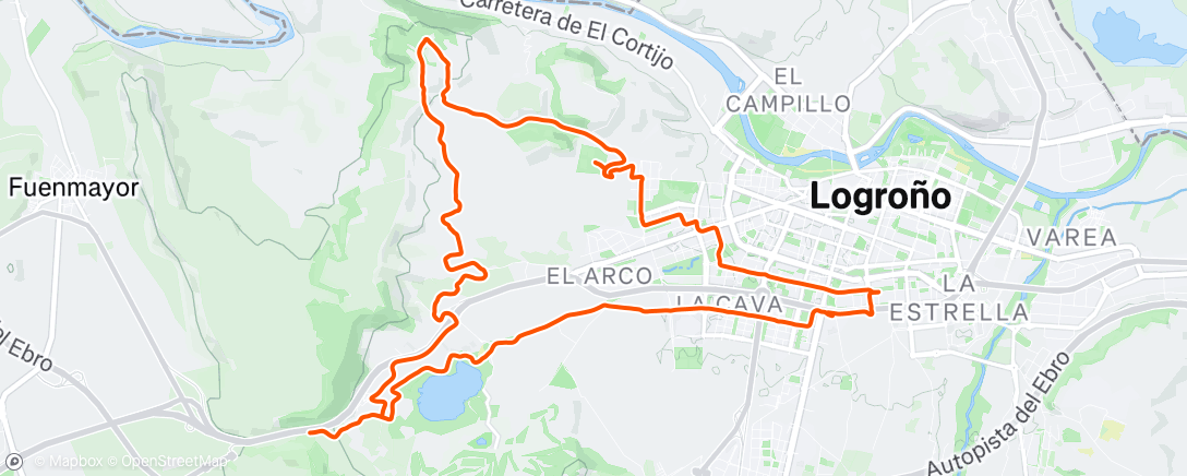 Map of the activity, Bicicleta de gravilla a la hora del almuerzo