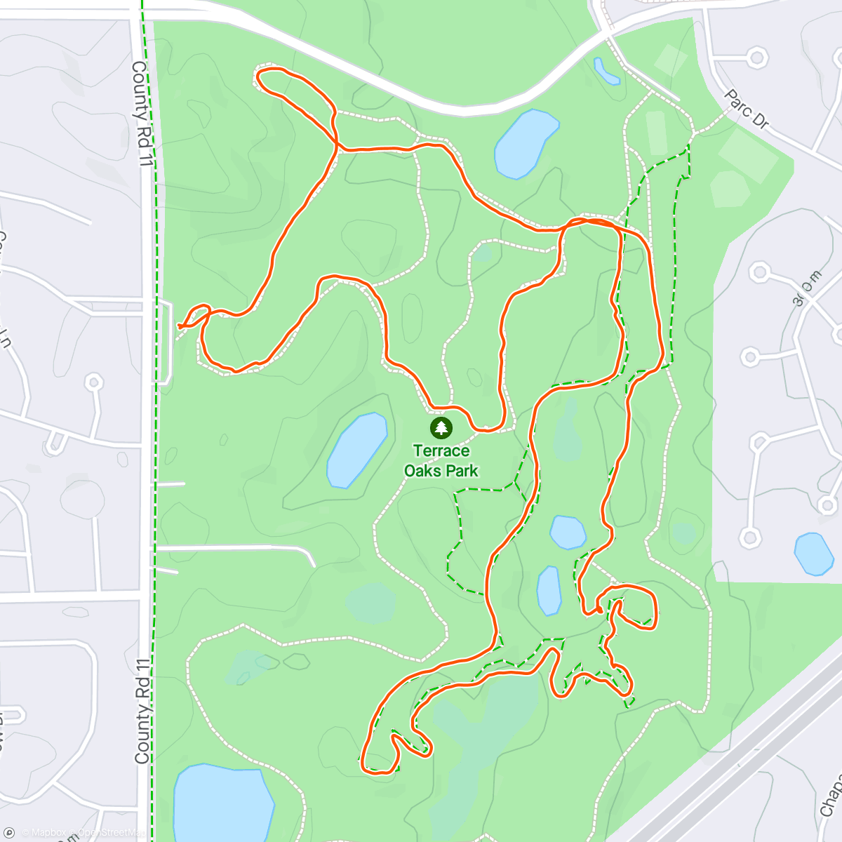 Map of the activity, Walking through a forest in Burnsville