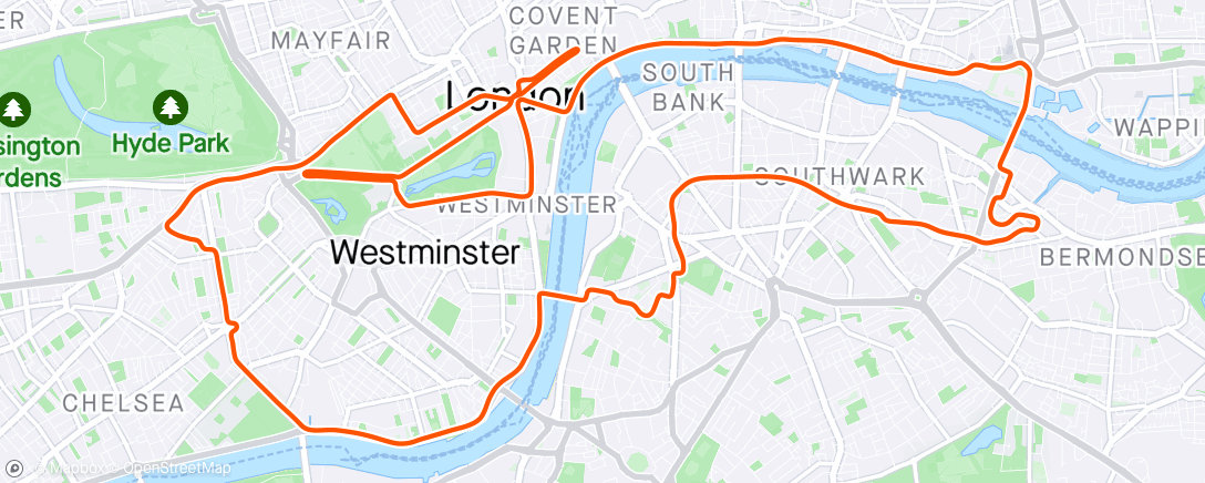 Mapa de la actividad (Zwift - Greatest London Flat in London. Rolig med ødelagt rulle.)