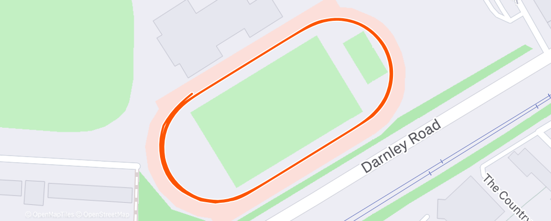 Map of the activity, BRR: 4x(600m/200mrec + 400/100mrec) @ 5k pace,