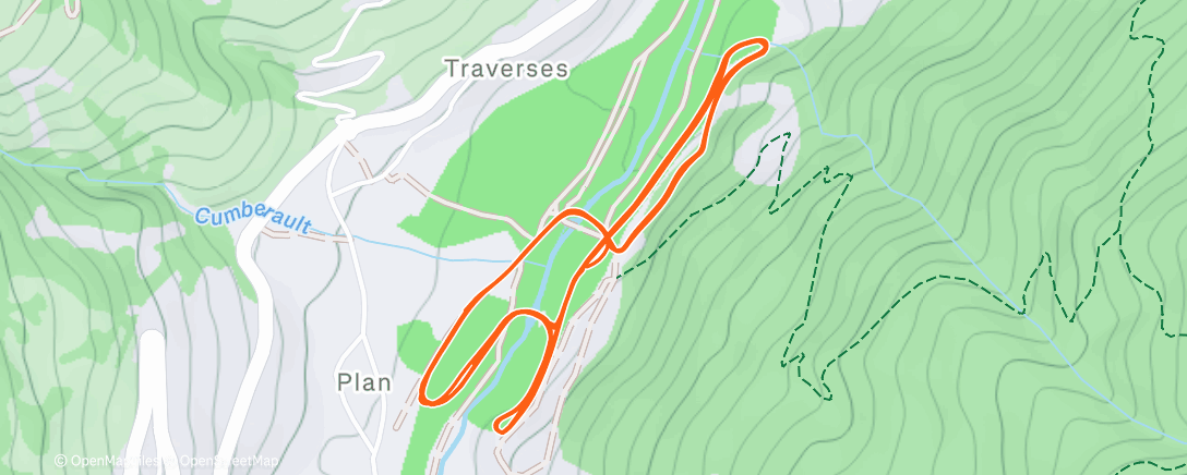 Map of the activity, Sessione di sci nordico pomeridiana