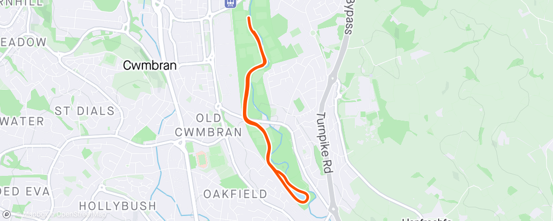 Map of the activity, Cwmbran parkrun with Tony ☀️