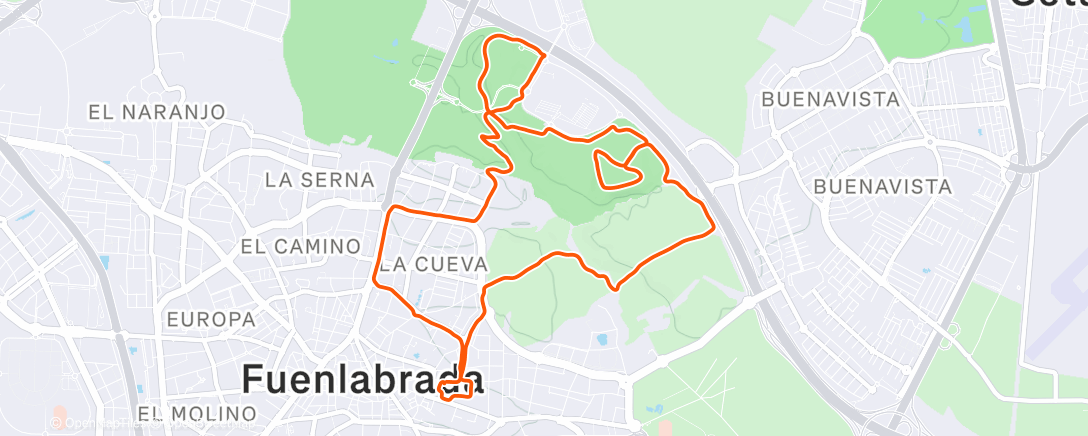 Map of the activity, Carrera de montaña por la tarde
