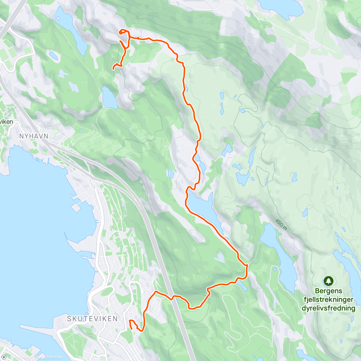 Map of the activity, På jobb på byfjellet.