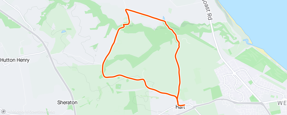 Map of the activity, Evening Run old monks route with HBRH 
blowin out my backside, 
running hates me! 🥵