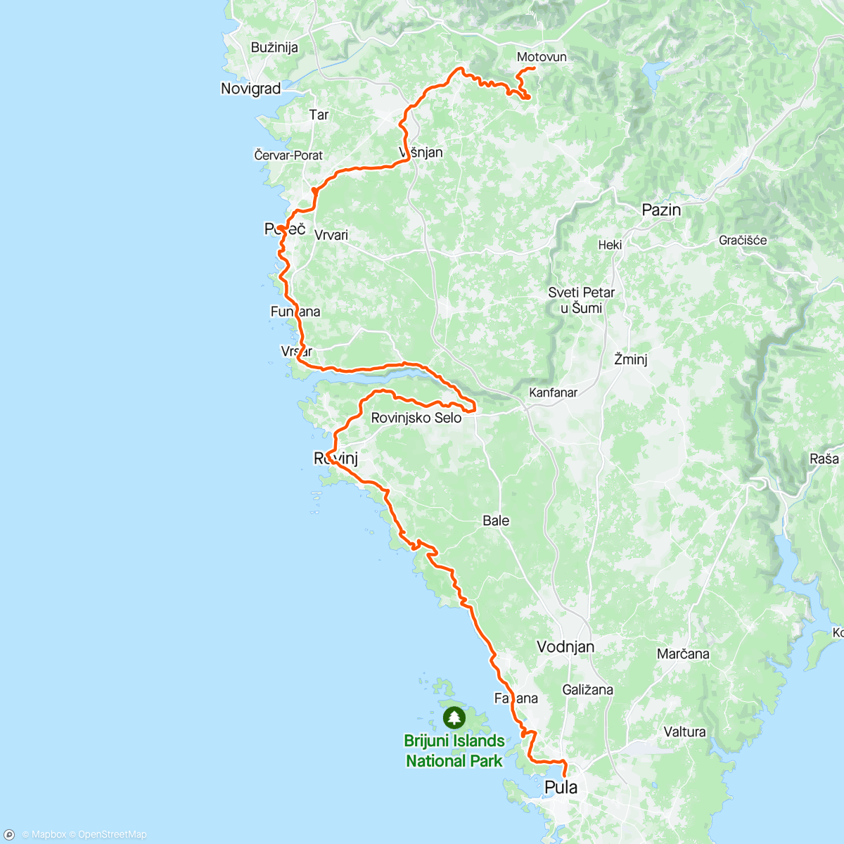 Map of the activity, Motovun to Pula 🇭🇷