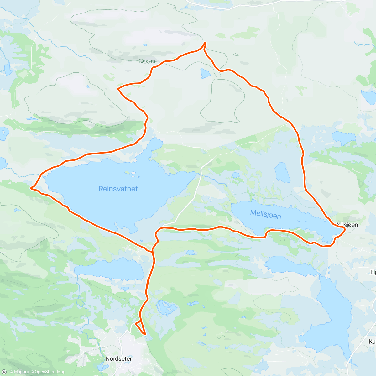 Map of the activity, Fin tur mot Hitfjellet, rundt Kriksfjell og Melsjøen
