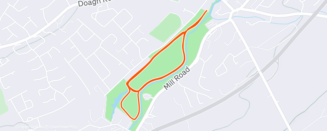 Map of the activity, Six Mile Parkrun - back to back 22.59s