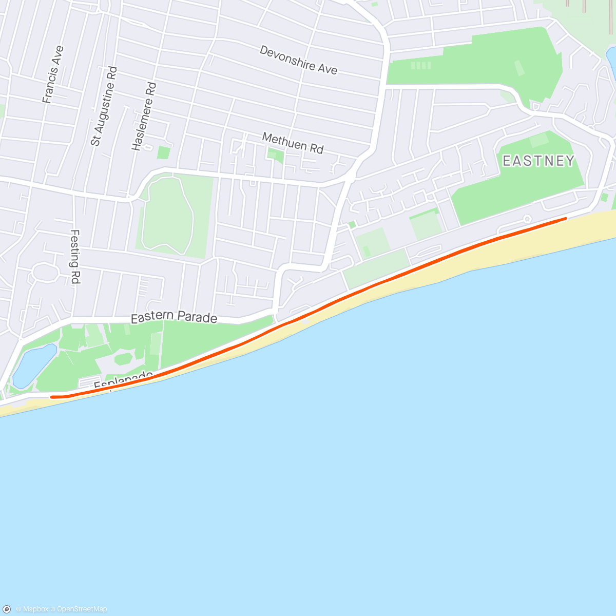 Map of the activity, Southsea parkrun with Imogen