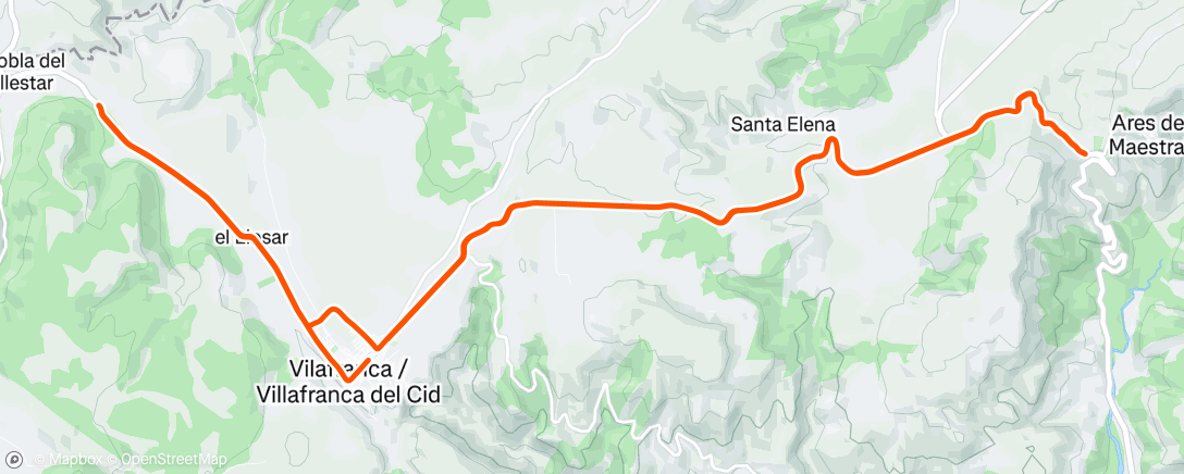 Map of the activity, Bicicleta por la tarde