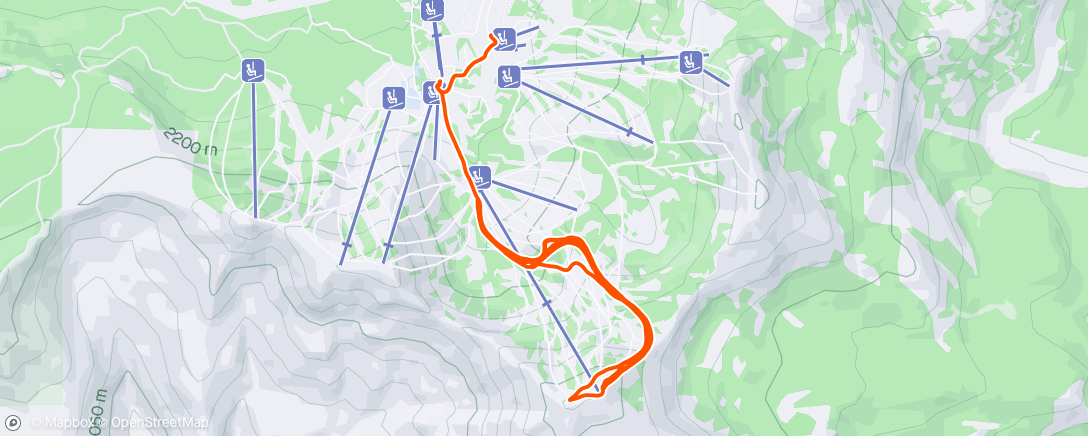 Mapa de la actividad, SB uphill cancelled but we’re walking anyway.  Forgot to start Strava … most of social morning session with Coop, Jordan, Griff.