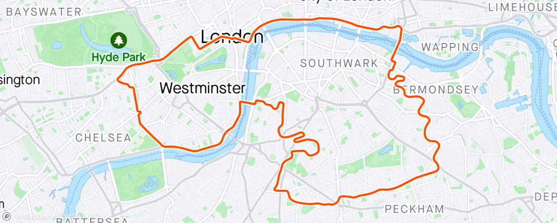 Map of the activity, Zwift - Anaerobic Capacity 20/40s in London
