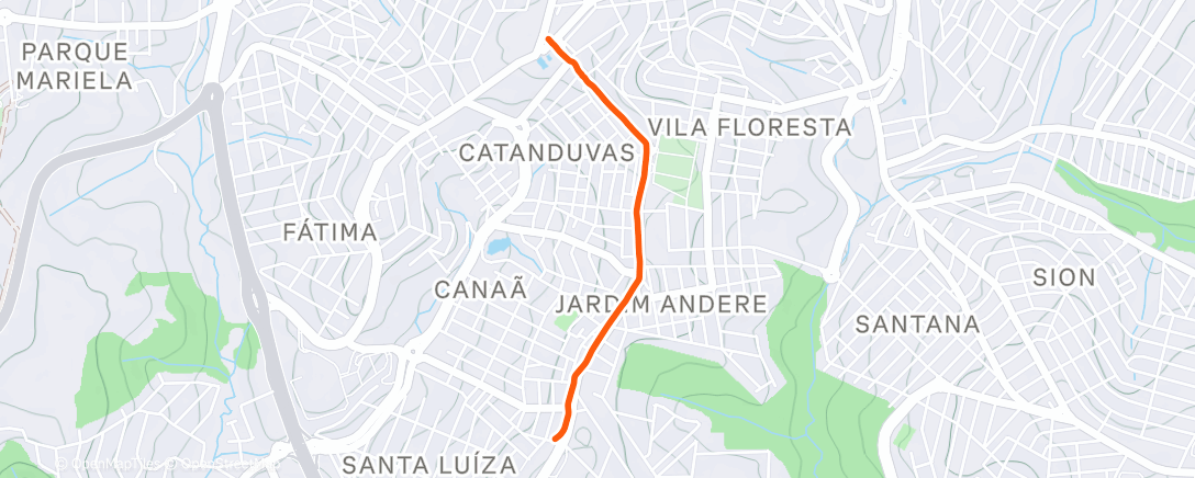 Map of the activity, Caminhada vespertina