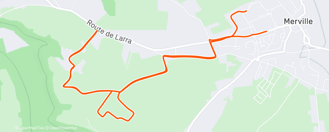 Map of the activity, Course à pied le midi