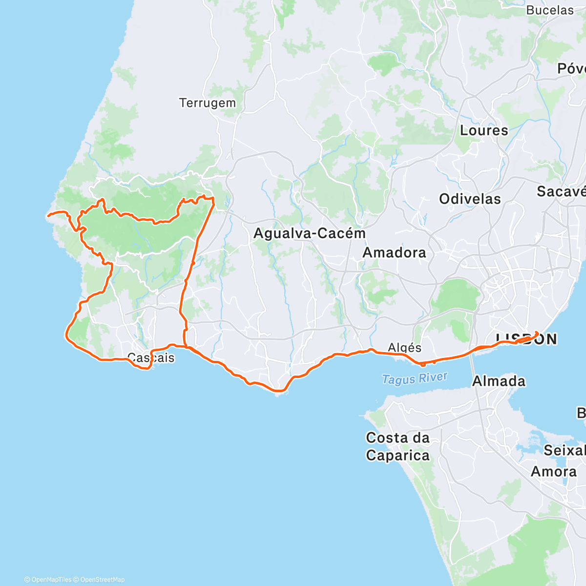 Map of the activity, Lisboa - Sintra - Cascais
