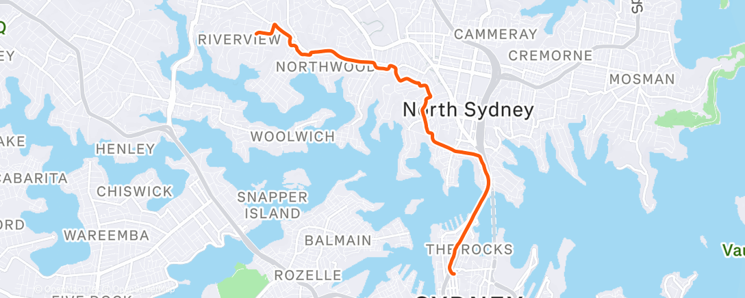 Map of the activity, Commute from Work